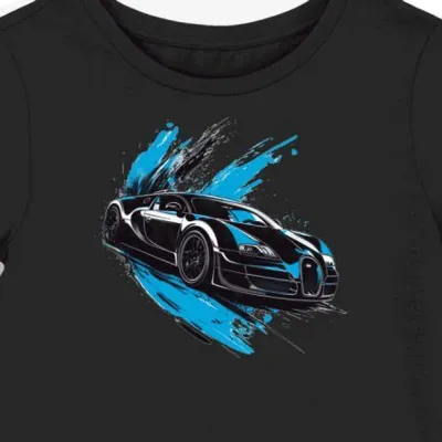 Koszulka damska czarna Z Wyścigowym Duchem Bugatti Veyron