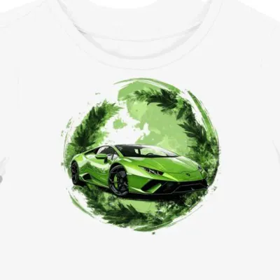 Koszulka damska biała z motywem luksusowego Lamborghini