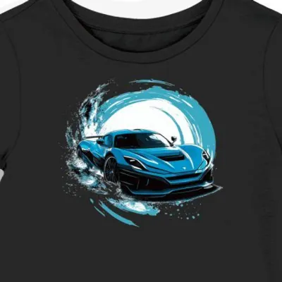 Koszulka damska czarna z Motywem Szybkości Rimac