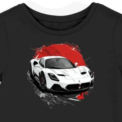 Koszulka damska czarna z Motywem Maserati Pędzącego w Stylu