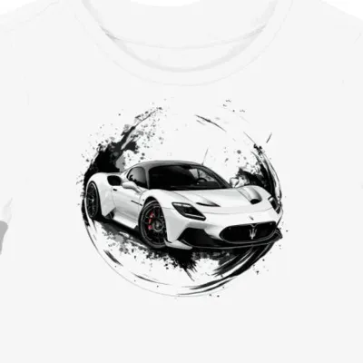 Koszulka damska biała Artystyczny Pęd Szybkości Maserati MC20
