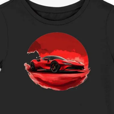 Koszulka damska czarna Z Wyścigowym Motywem Ferrari SF90