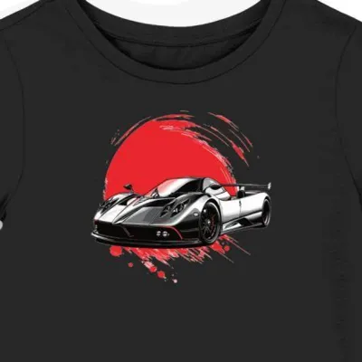 Koszulka damska czarna z motywem sportowego Pagani Zonda