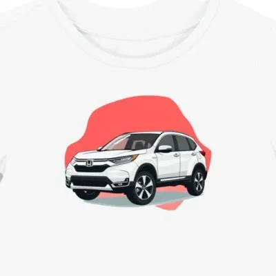 Koszulka damska biała z Motywem Futurystycznego SUV-a