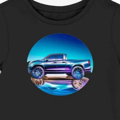 Koszulka damska czarna z motywem eleganckiego autorskiego pickupa