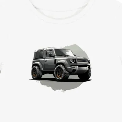 Koszulka damska biała z motywem futurystycznego SUV-a