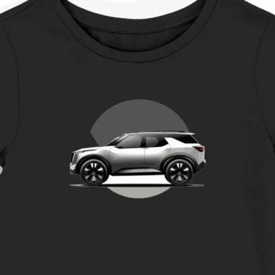 Koszulka damska czarna z Futurystycznym Suvem Nissan Pathfinder