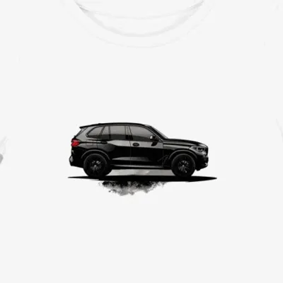 Koszulka damska biała z motywem majestatycznego SUV-a BMW