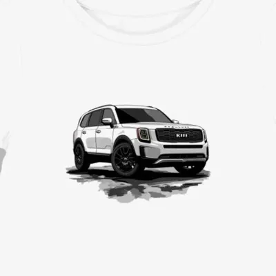 Koszulka damska biała z motywem SUV w stylu luksusowym