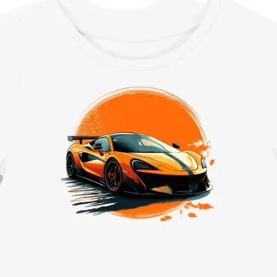 Koszulka damska biała Wyścigowa Elegancja McLaren 570S GT4