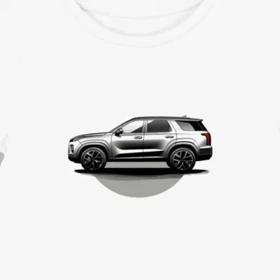 Koszulka damska biała z motywem eleganckiego SUV-a Hyundai