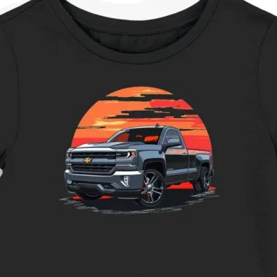 Koszulka damska czarna z Motywem Silverado w Stylu Motorowym