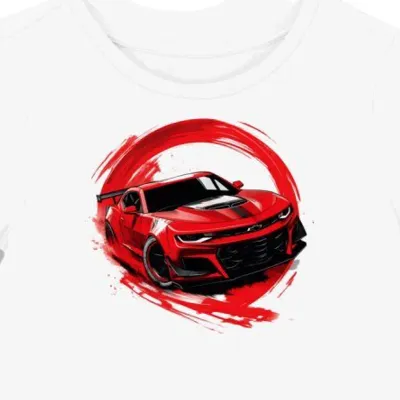 Koszulka damska biała z Motywem Wyścigowego Chevy Camaro