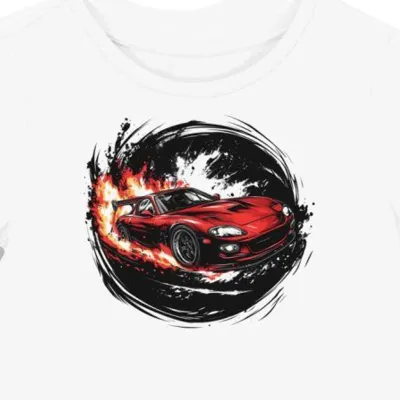 Koszulka damska biała Z Wyścigowym Motywem Mazda RX7
