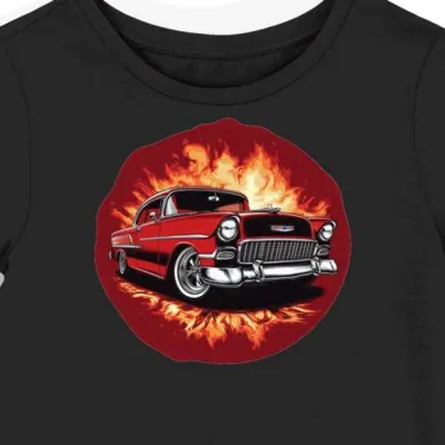 Koszulka damska czarna z Klasycznym Motywem Chevrolet Bel Air