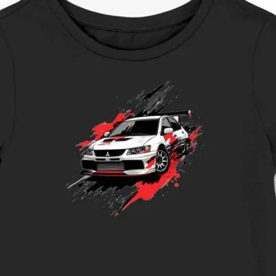 Koszulka damska czarna z Motywem Wyścigowego Stylu Lancer Evo