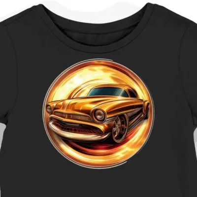 Koszulka damska czarna z grafiką stylowego hot roda Deora