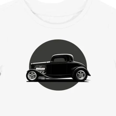 Koszulka damska biała z Motywem Retro Auto w Cieniu