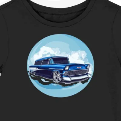 Koszulka damska czarna Chevrolet Nomad - Stylowy Hot Rod z Mgły