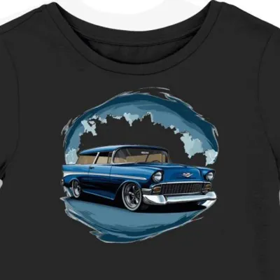 Nostalgiczna Koszulka damska czarna z Klasycznym Motywem Chevrolet Nomad