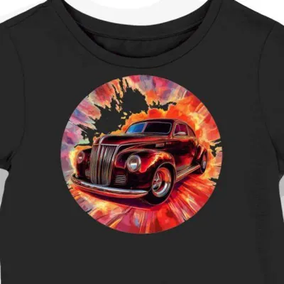 Koszulka damska czarna z dynamicznym stylem Hot Rod