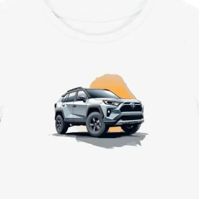 Koszulka damska biała z Futurystycznym Motywem SUV RAV4