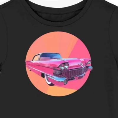 Koszulka damska czarna z Futurystycznym Motywem Samochodu Retro
