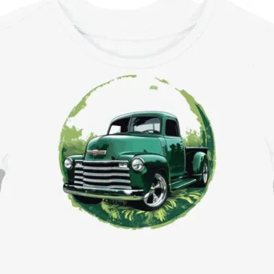 Koszulka damska biała z Motywem Retro Ciężarówki Chevy