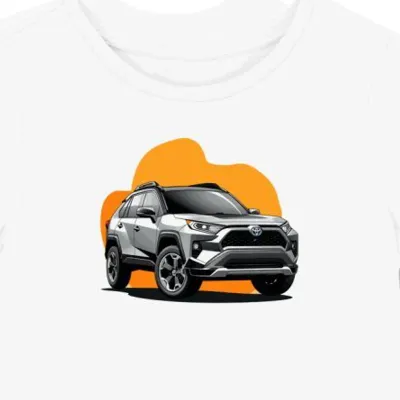 Koszulka damska biała z futurystycznym SUV-em Toyota RAV4