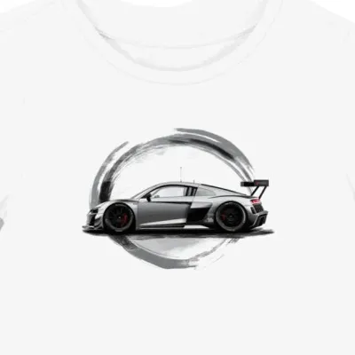 Koszulka damska biała Z Wyścigowym Motywem Audi R8