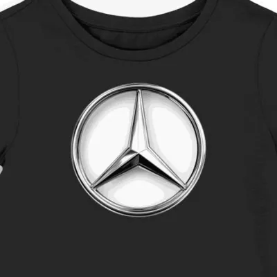 Koszulka damska czarna Z Gwiazdą Mercedes-Benz Lśniąca Klasyka