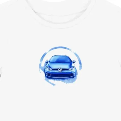 Koszulka damska biała z futurystycznym logo Volkswagen