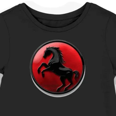 Koszulka damska czarna z dynamicznym symbolem konia Ferrari