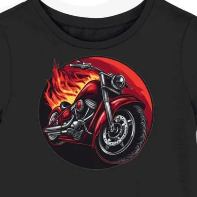 Koszulka damska czarna z żywiołowym emblem kultury motocyklowej