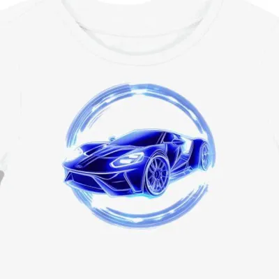 Koszulka damska biała z futurystycznym logo motoryzacyjnym Forda