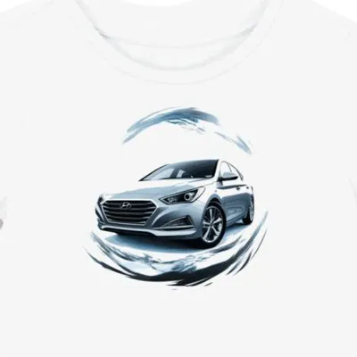 Koszulka damska biała z dynamicznym logo motorowym Hyundai