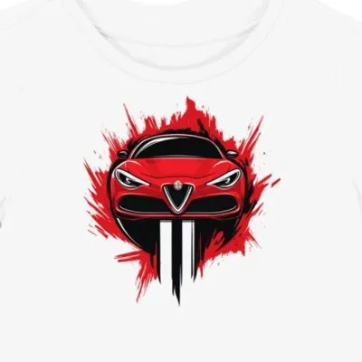 Koszulka damska biała z artystycznym logo Alfa Romeo