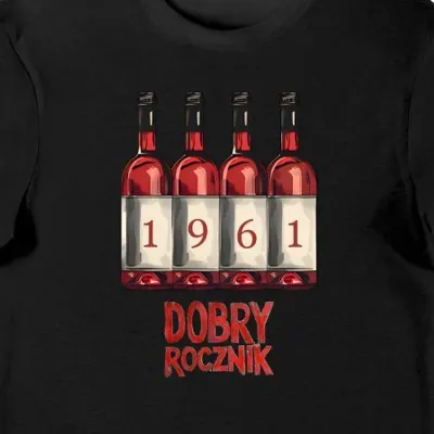 Koszulka męska na 65 urodziny 1961 dobry rocznik czarna