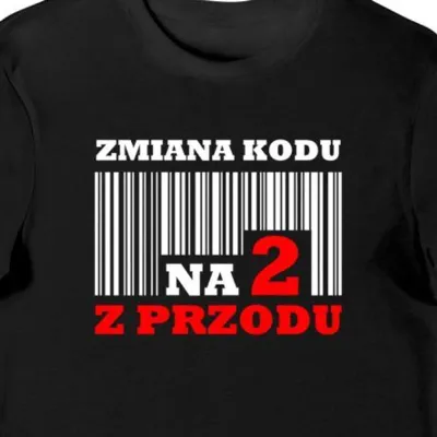 Koszulka męska na 20 urodziny zmiana kodu na 2 z przodu czarna