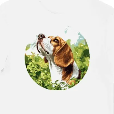Koszulka męska biała z motywem beagle w polu