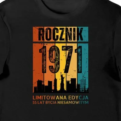 Koszulka męska na 55 urodziny 1971 limitowana edycja czarna
