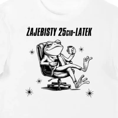 Koszulka męska na 25 urodziny Żajebisty 25cio-latek biała