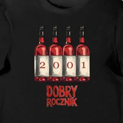 Koszulka męska na 25 urodziny 2001 dobry rocznik czarna