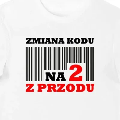 Koszulka męska na 20 urodziny zmiana kodu na 2 z przodu biała