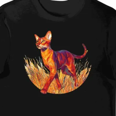 Koszulka męska czarna z motywem smukłego rudzielca na łące