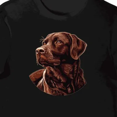 Koszulka męska czarna z grafiką czekoladowego labradora odpoczywającego
