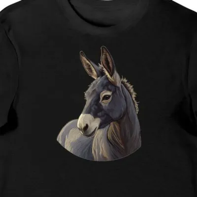 Koszulka męska czarna z motywem osła w szarym odcieniu