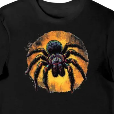 Koszulka męska czarna z motywem tarantuli w dżungli