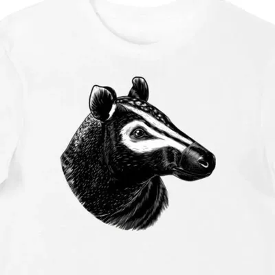 Koszulka męska biała z motywem tapira w czarno-białej dżungli