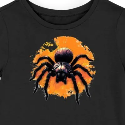 Koszulka damska czarna z motywem czarnej tarantuli w dżungli